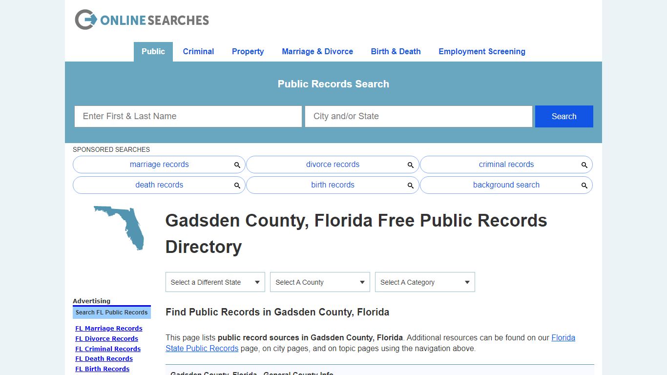 Gadsden County, Florida Public Records Directory